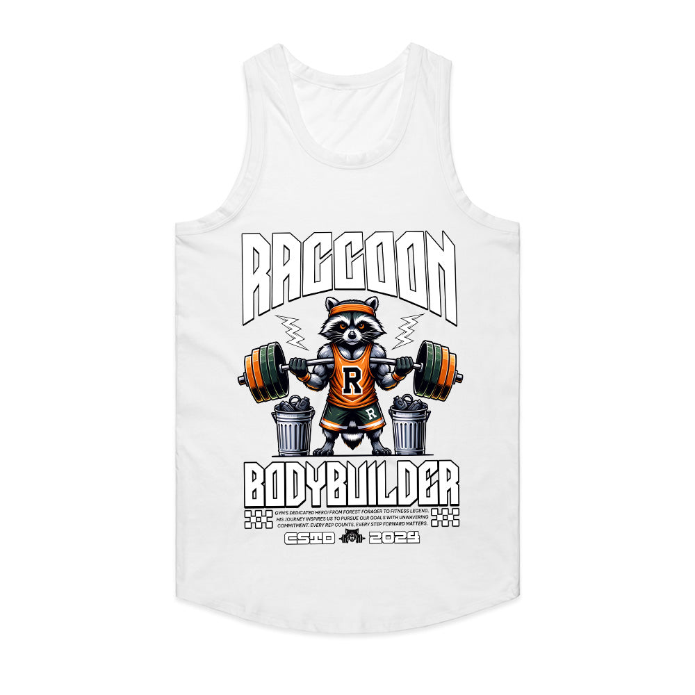 Raccoon Bodybuilder Gym Tee – Funny Fitness & Powerlifting Workout Shirt