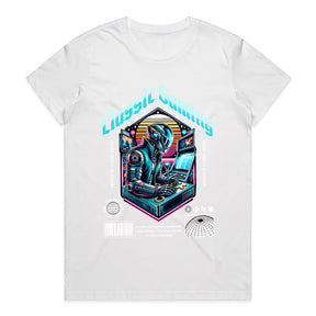 "Classic Gaming Cyberpunk T-Shirt – Futuristic Retro Arcade Design"