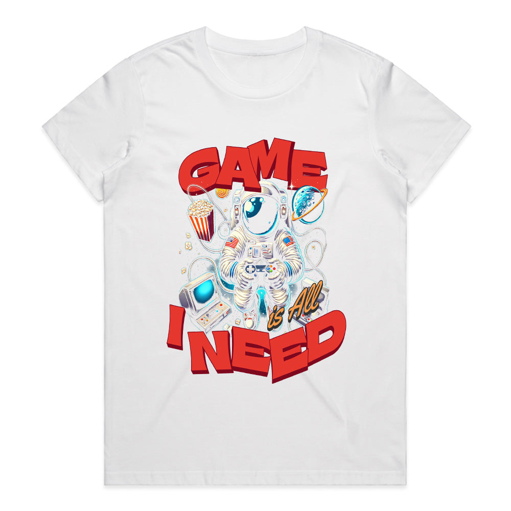 "Game Is All I Need – Astronaut Gamer T-Shirt for Space & Gaming Lovers"