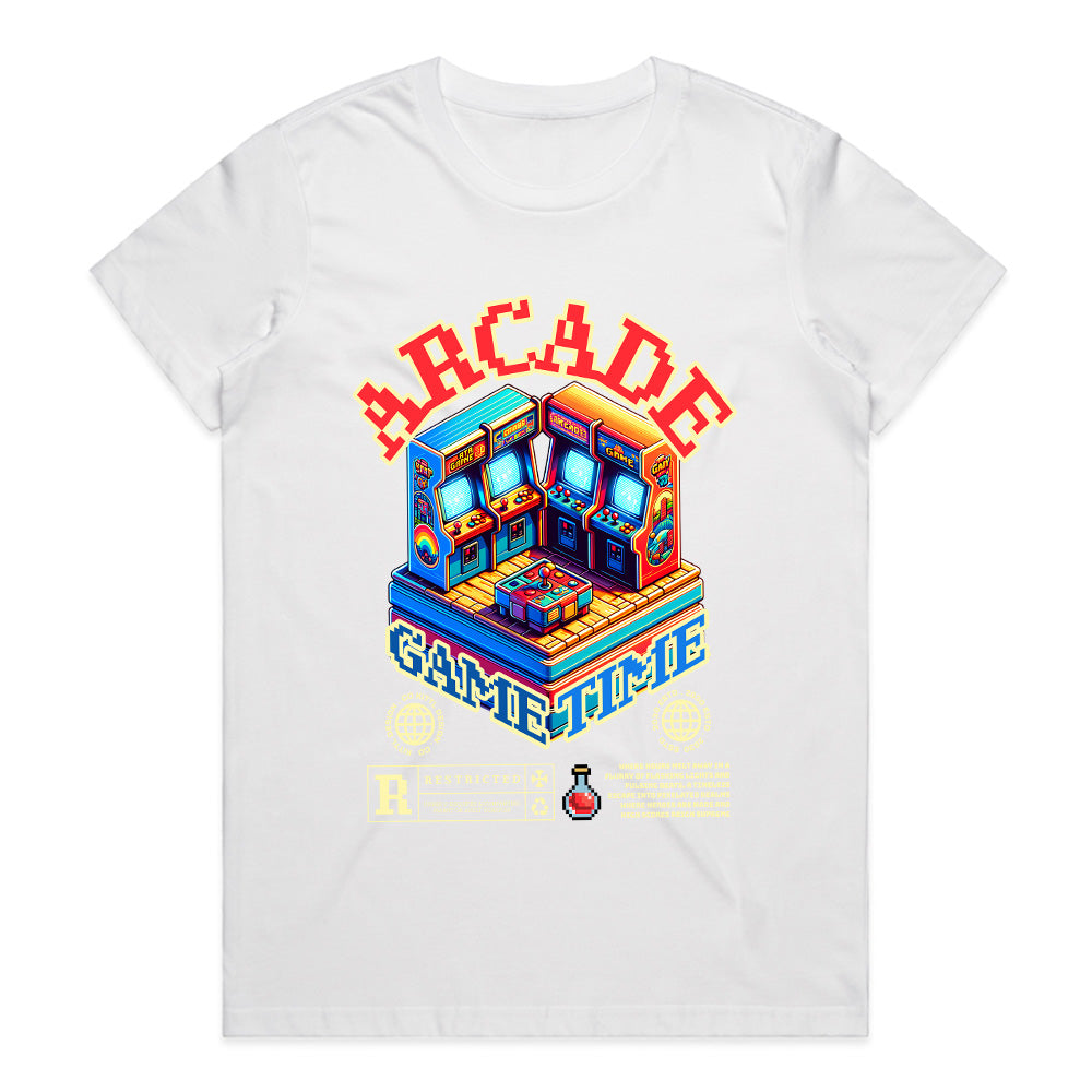 "Arcade Game Time – Retro Neon Gaming T-Shirt for Classic Gamers"