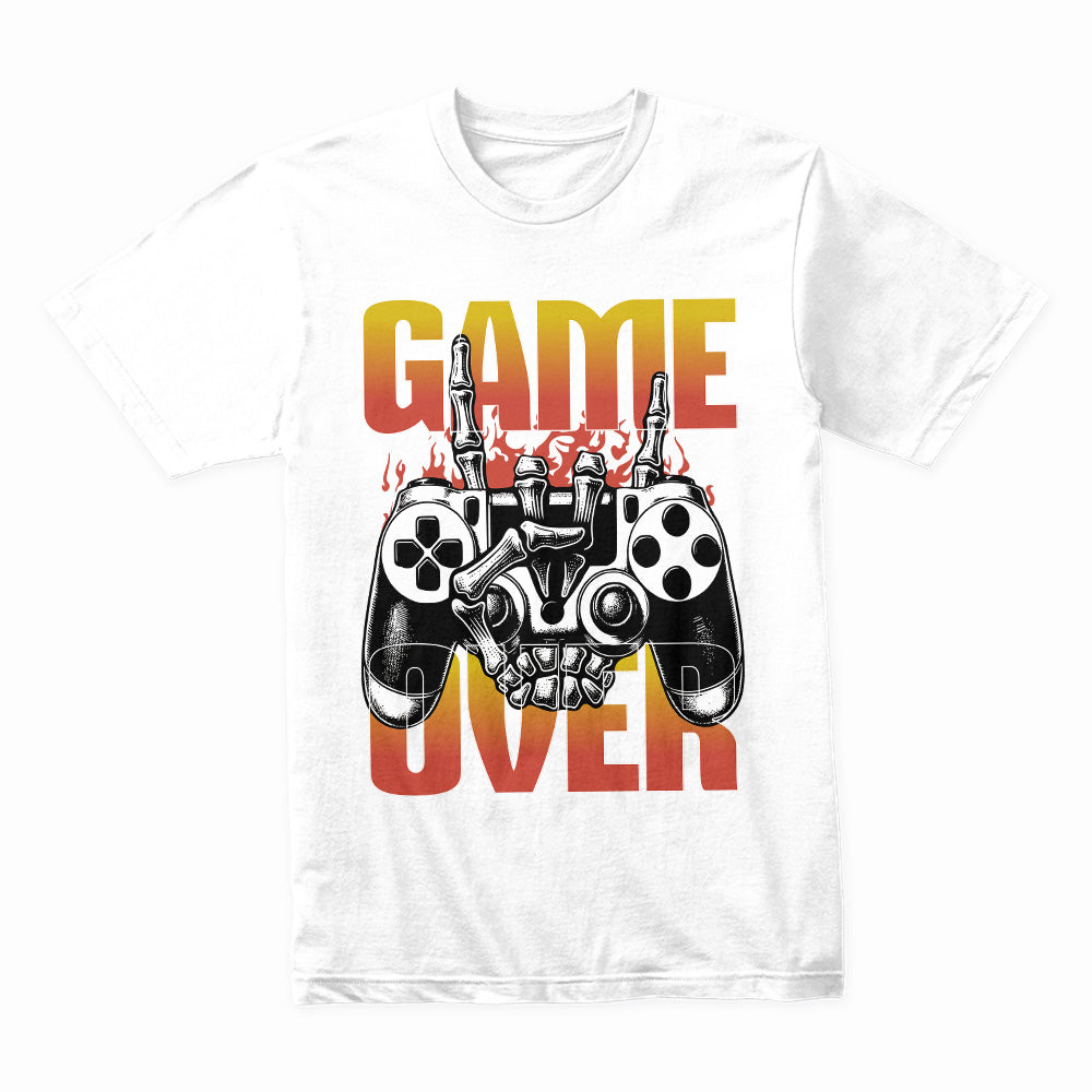 "Game Over" Skull Gamer T-Shirt - Hardcore Gaming Controller Design