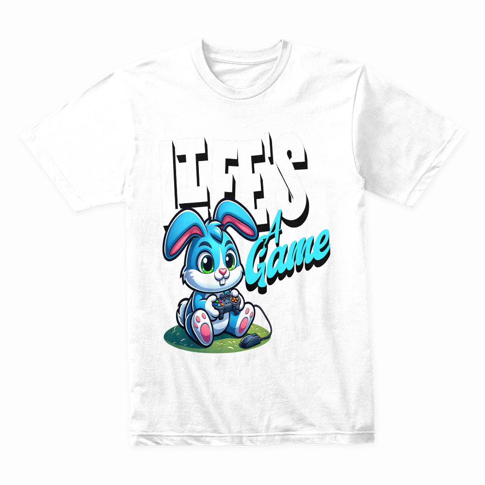 "Life’s A Game – Funny Gamer Bunny Graphic T-Shirt"