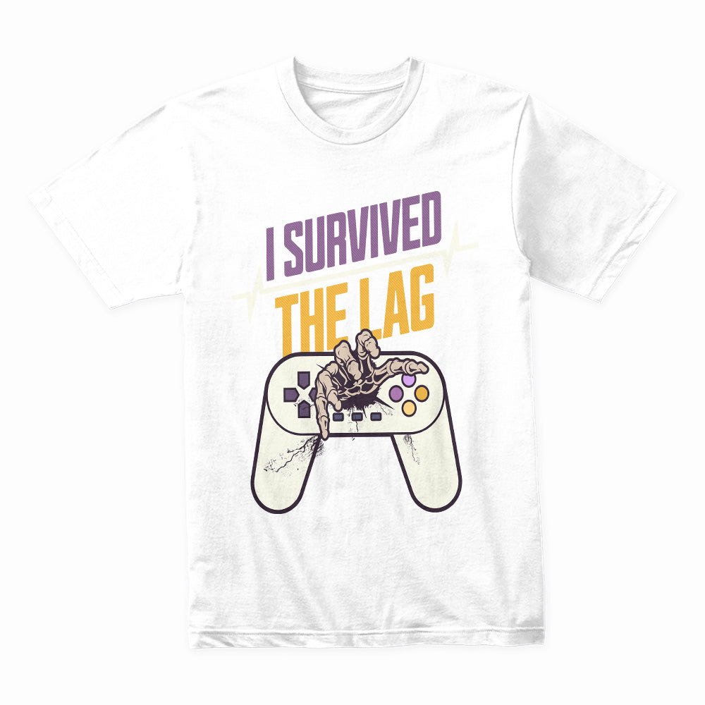 "I Survived The Lag – Funny Gamer Battle T-Shirt"