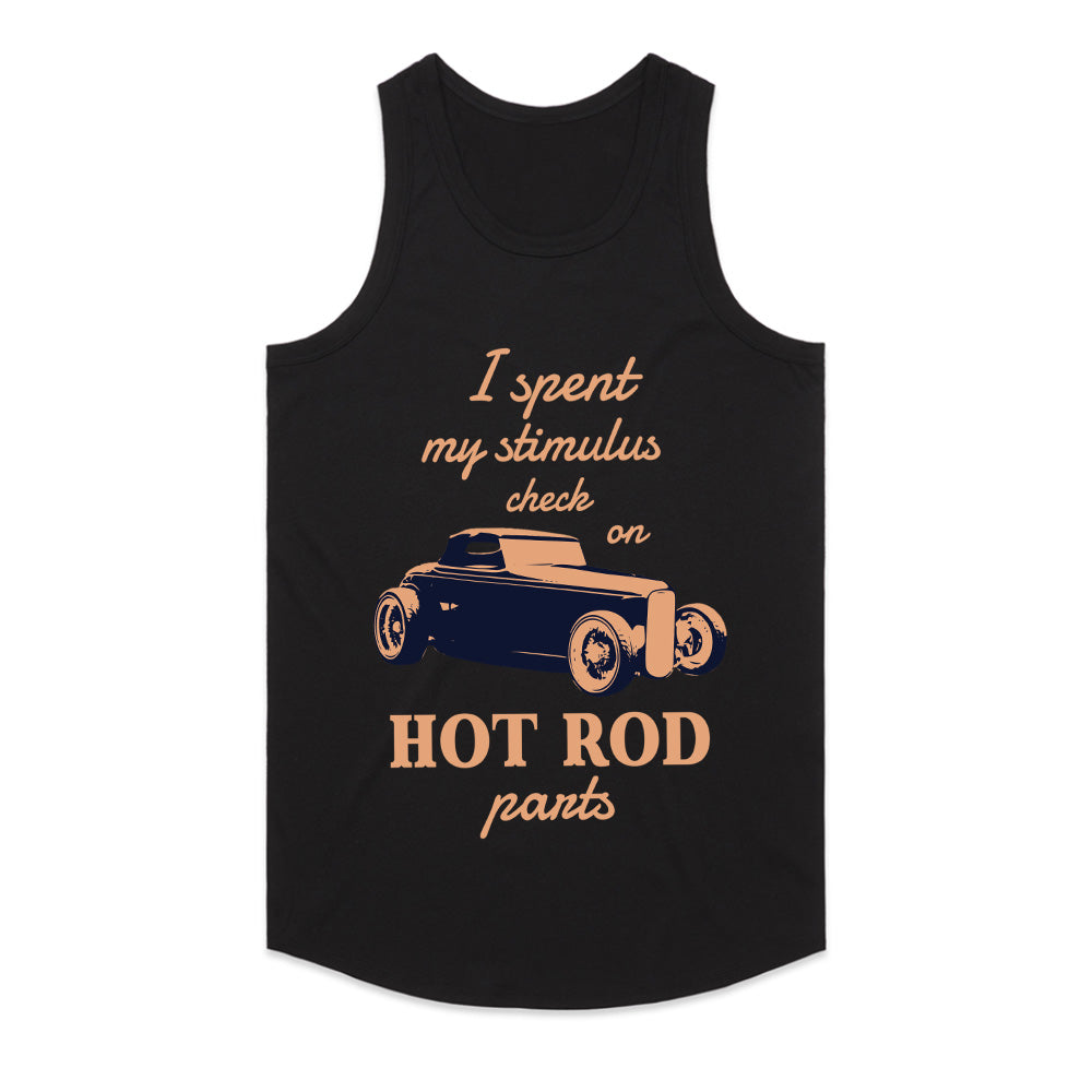"I Spent My Stimulus Check on Hot Rod Parts" T-Shirt – Funny Classic Car Enthusiast Tee