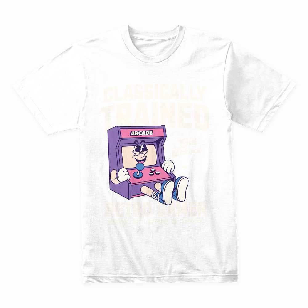 "Classically Trained Retro Gamer – Vintage Arcade T-Shirt"