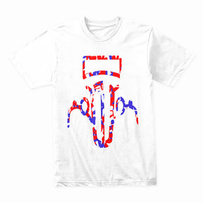 🇺🇸 Red, White & Blue Vintage Hot Rod Outline T-Shirt – Patriotic Classic Car Tee