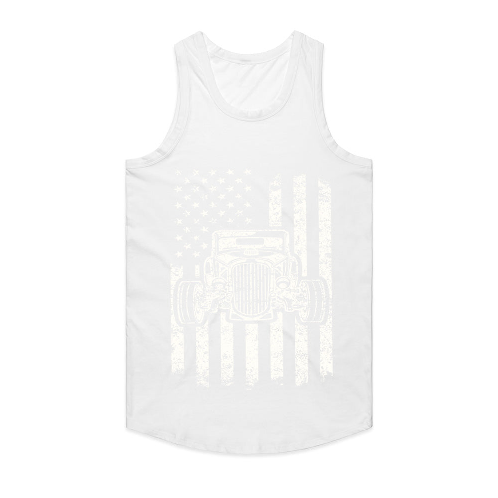🇺🇸 Vintage USA Flag Hot Rod T-Shirt – Classic American Muscle Car Pride!