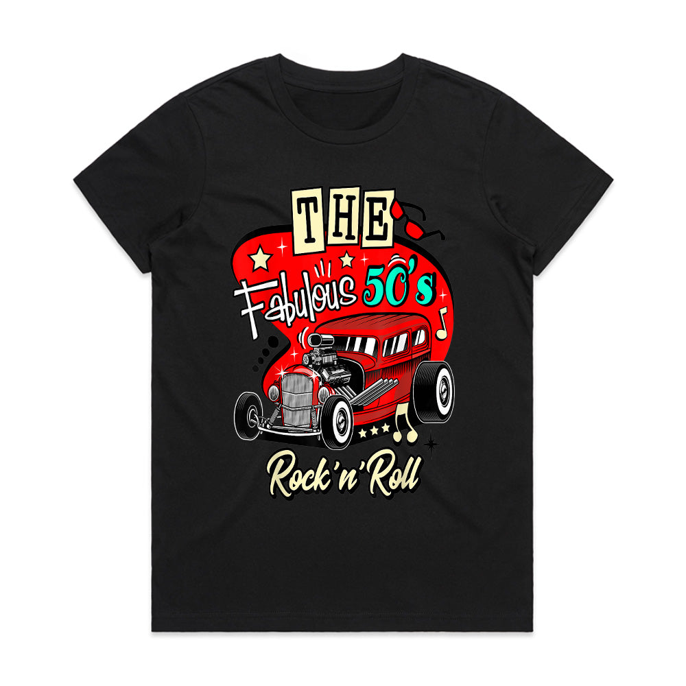 The Fabulous 50s Rock ‘n’ Roll Hot Rod T-Shirt – Vintage Sock Hop & Classic Car Tee