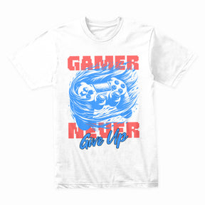 "Gamer Never Give Up" Motivational Gaming T-Shirt – Ultimate Gamer Spirit Tee