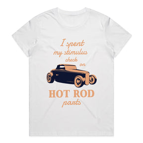 "I Spent My Stimulus Check on Hot Rod Parts" T-Shirt – Funny Classic Car Enthusiast Tee