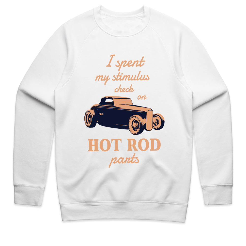 "I Spent My Stimulus Check on Hot Rod Parts" T-Shirt – Funny Classic Car Enthusiast Tee