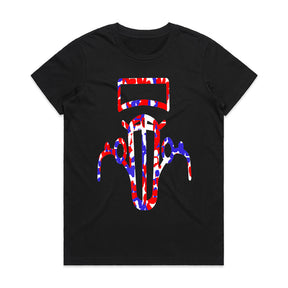 🇺🇸 Red, White & Blue Vintage Hot Rod Outline T-Shirt – Patriotic Classic Car Tee