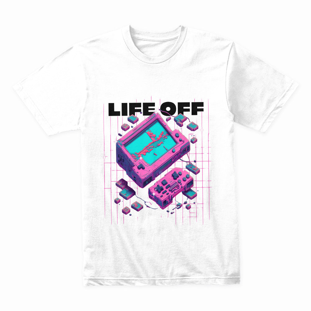 "Game On, Life Off – Retro Cyberpunk Gaming T-Shirt for Gamers"