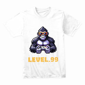 "Level 99 Gamer Gorilla – Pixel Art Retro Gaming T-Shirt"