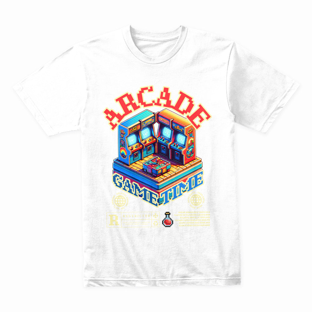 "Arcade Game Time – Retro Neon Gaming T-Shirt for Classic Gamers"