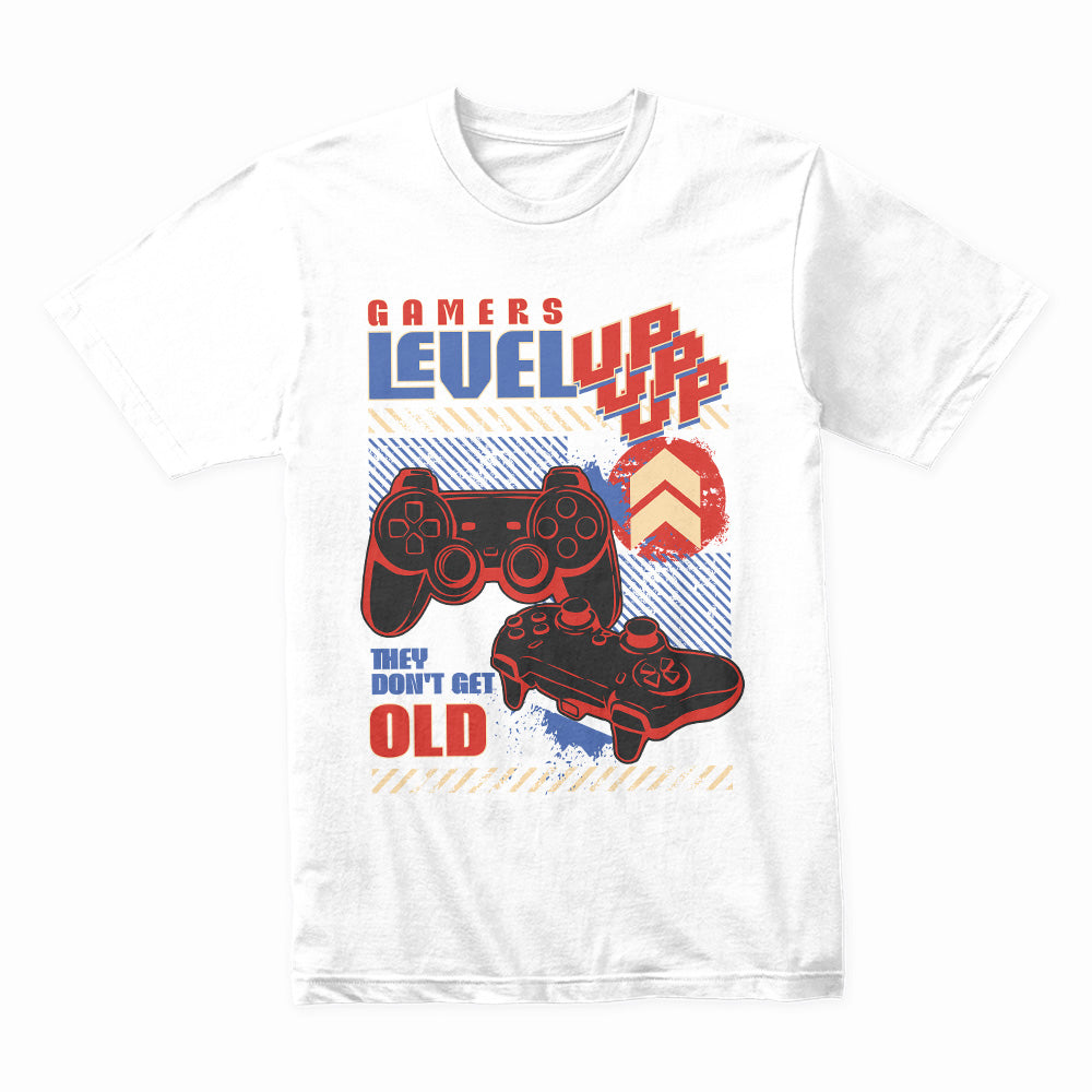 "Gamers Level Up – They Don’t Get Old" Retro Gaming Controller T-Shirt