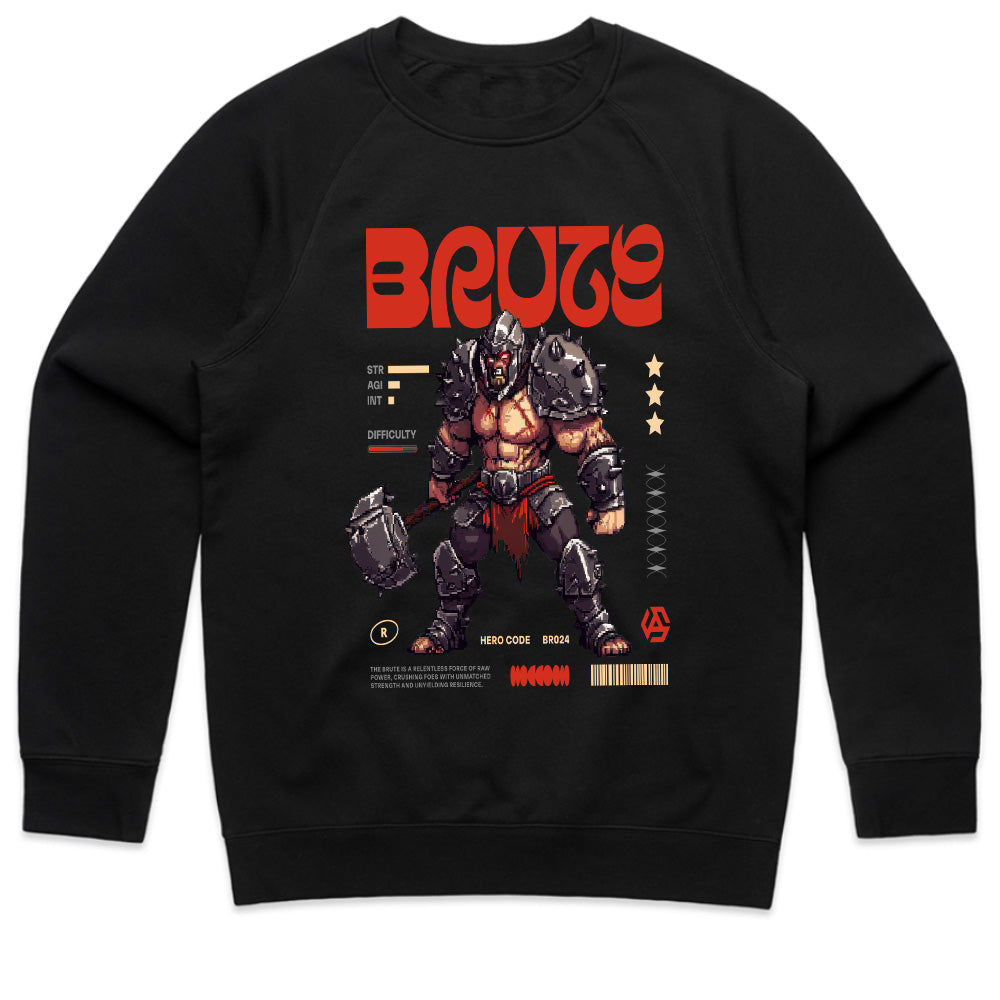 "BRUTE – Retro Pixel Warrior Gaming T-Shirt"