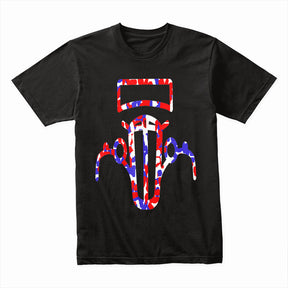 🇺🇸 Red, White & Blue Vintage Hot Rod Outline T-Shirt – Patriotic Classic Car Tee