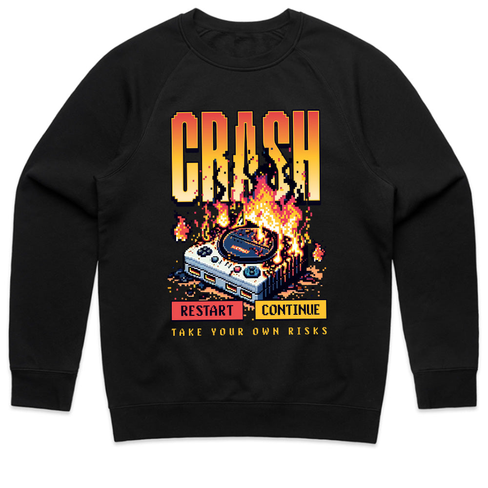 "CRASH – Retro Gaming Glitch Pixel Art T-Shirt"