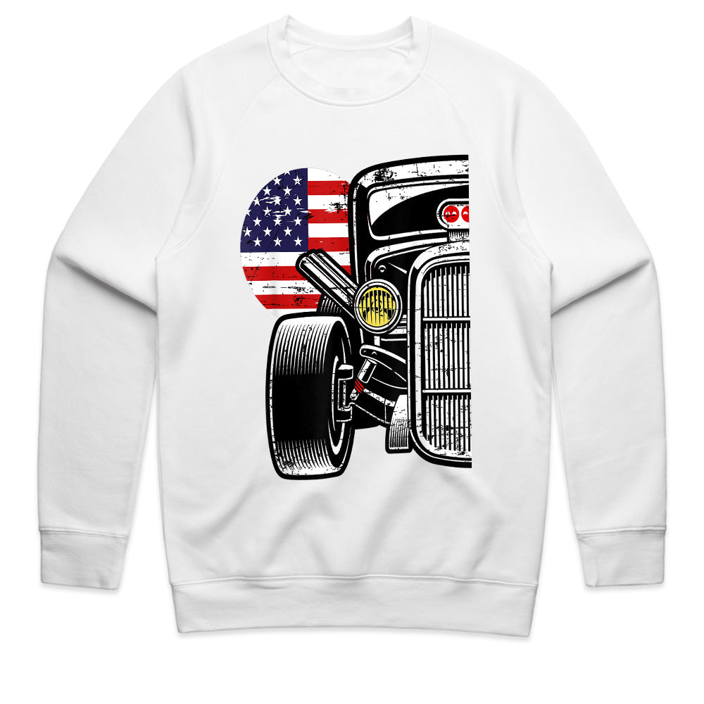 🇺🇸 Vintage Hot Rod T-Shirt – Classic American Flag Muscle Car Enthusiast Tee