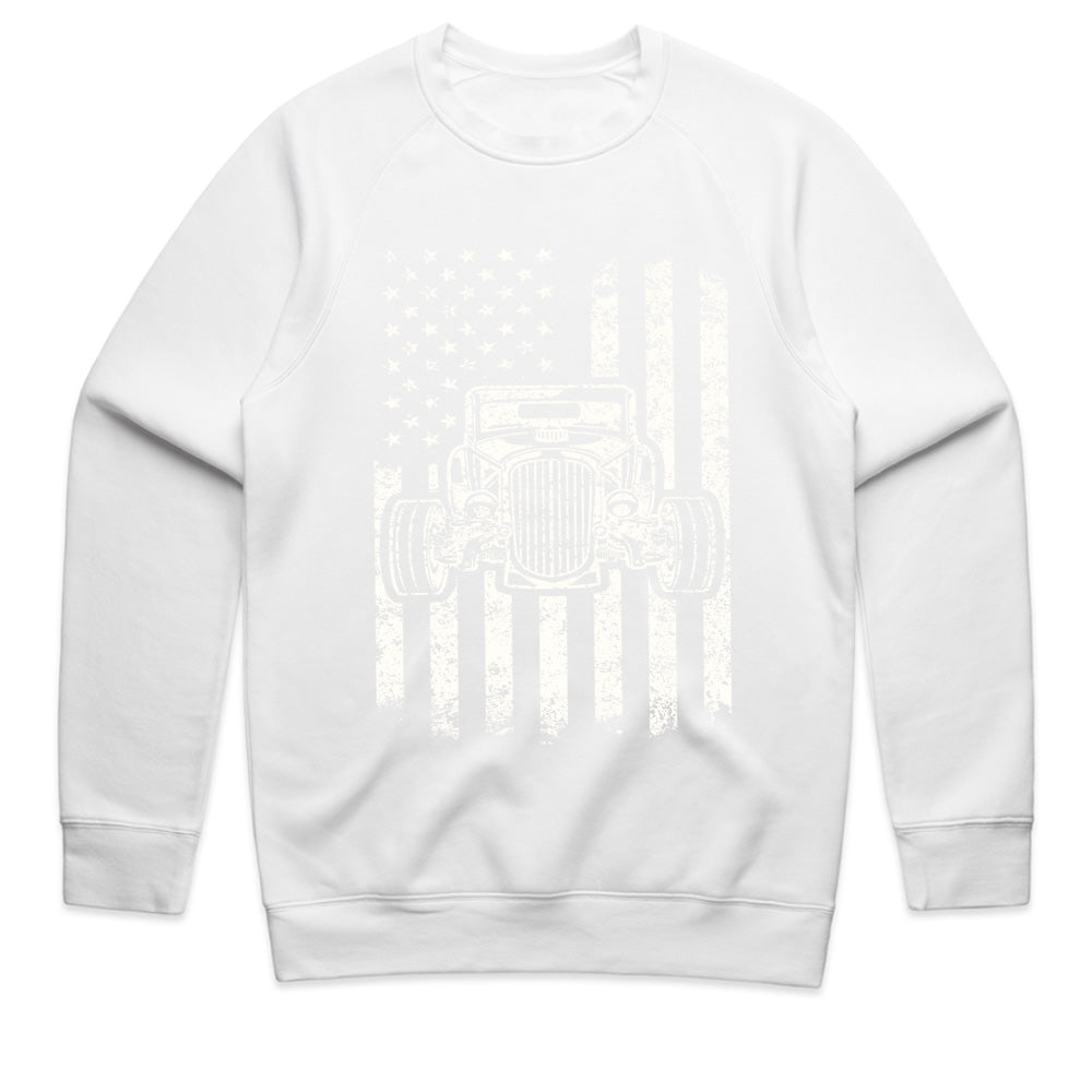 🇺🇸 Vintage USA Flag Hot Rod T-Shirt – Classic American Muscle Car Pride!