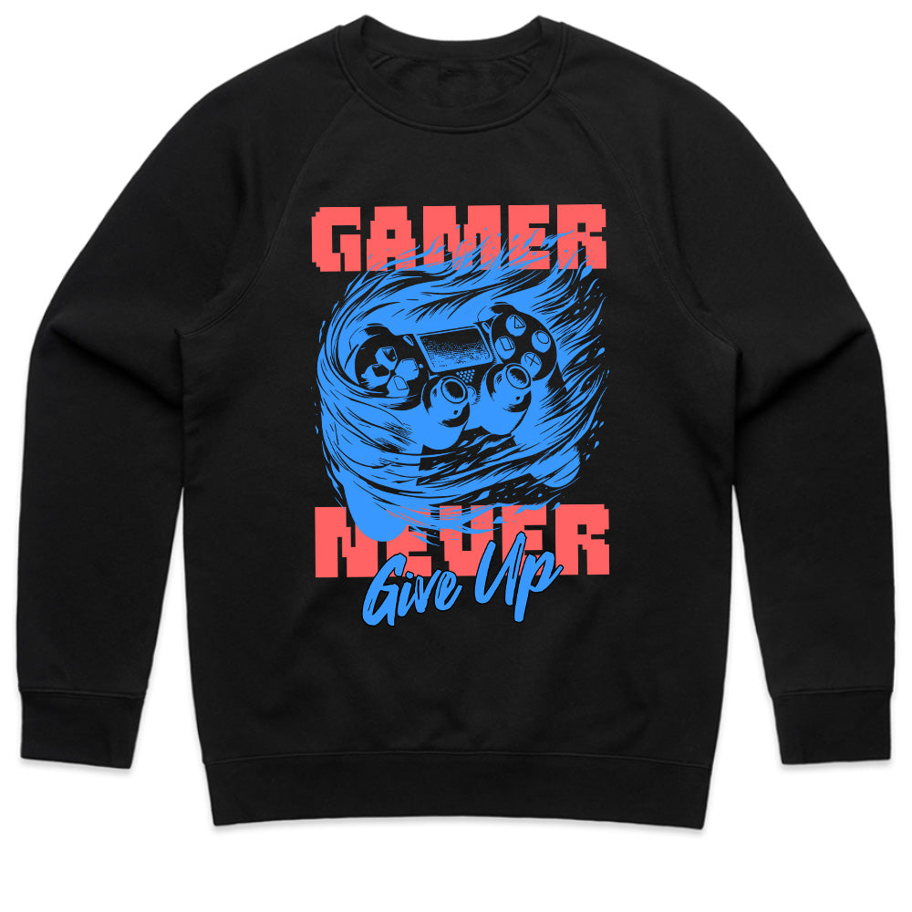 "Gamer Never Give Up" Motivational Gaming T-Shirt – Ultimate Gamer Spirit Tee