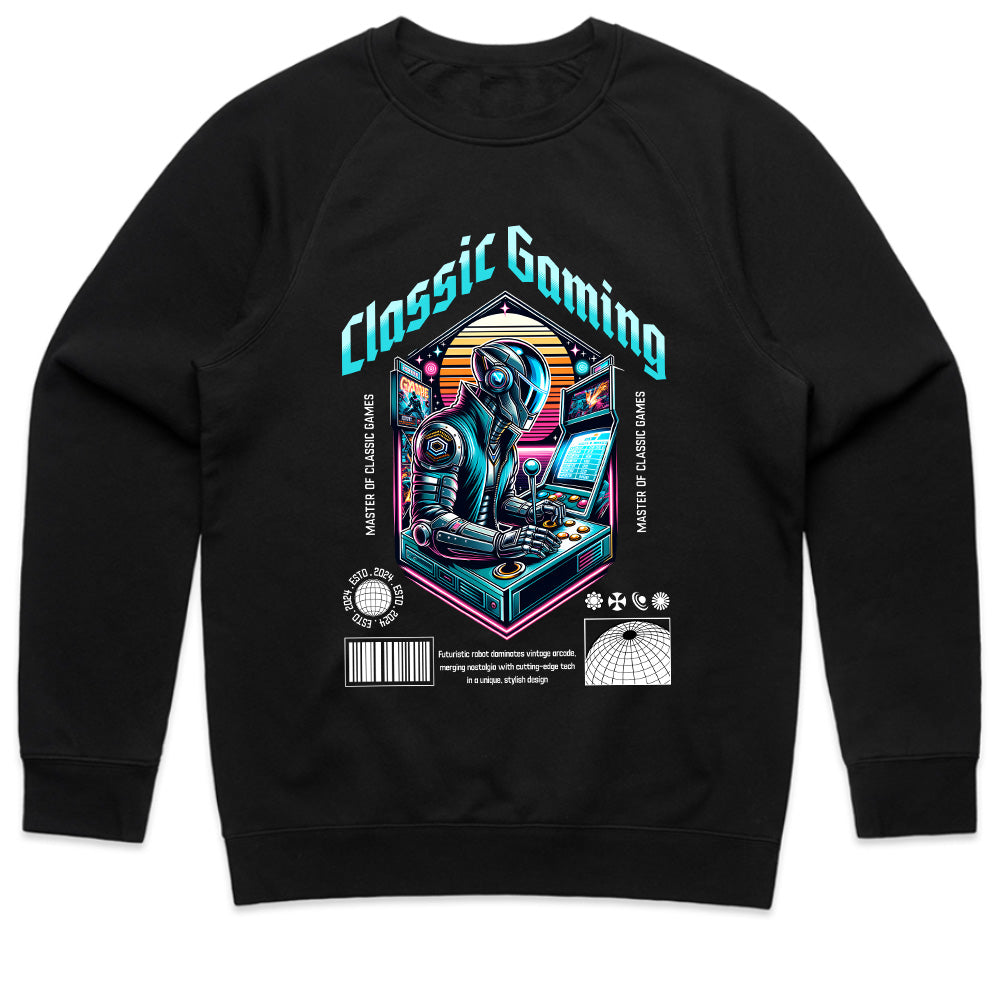 "Classic Gaming Cyberpunk T-Shirt – Futuristic Retro Arcade Design"