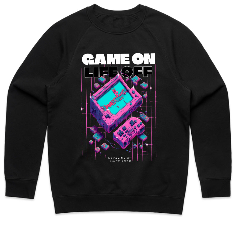 "Game On, Life Off – Retro Cyberpunk Gaming T-Shirt for Gamers"