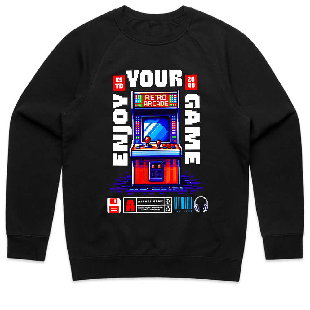 "Enjoy Your Game – Retro Arcade Pixel Art Gaming T-Shirt"