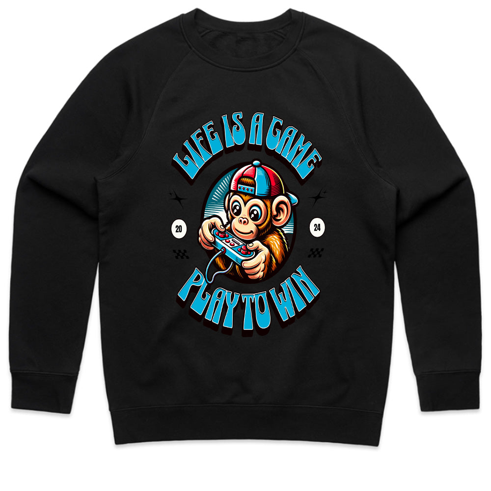 "Life Is a Game – Play to Win" Gamer Monkey T-Shirt