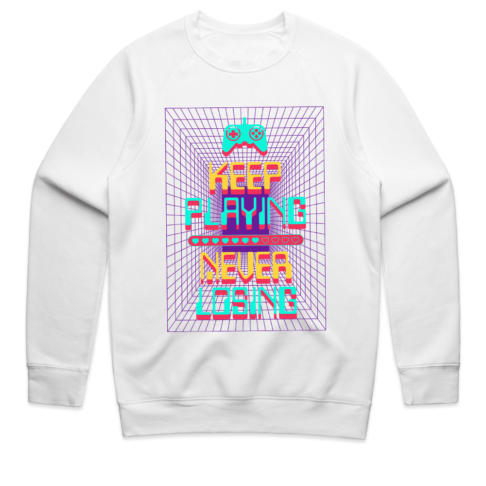 "Keep Playing, Never Losing" Cyber Neon Gaming T-Shirt