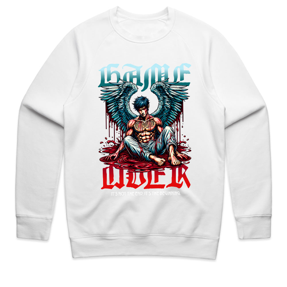 "Game Over – Angel Warrior Gaming T-Shirt with Dark Fantasy Art"