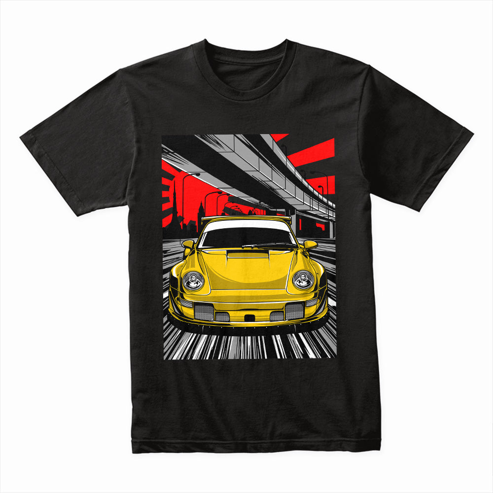 Yellow Beast" Retro Porsche Turbo Street Racing T-Shirt