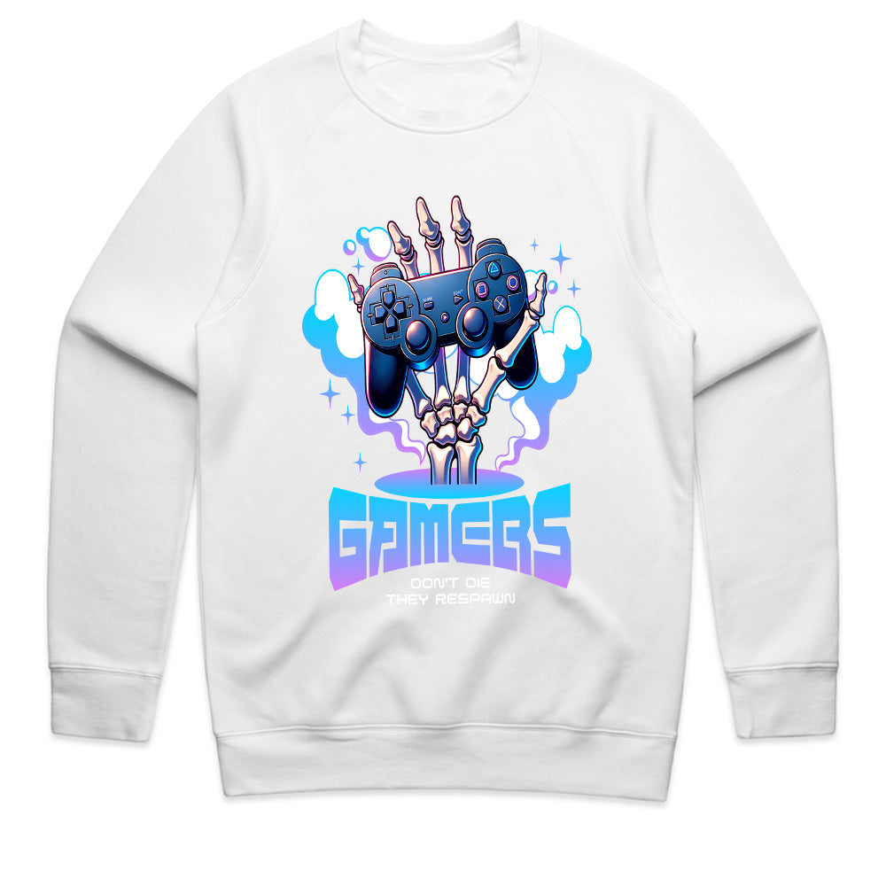 "Gamers Don’t Die, They Respawn – Skeleton Hand Gaming T-Shirt"