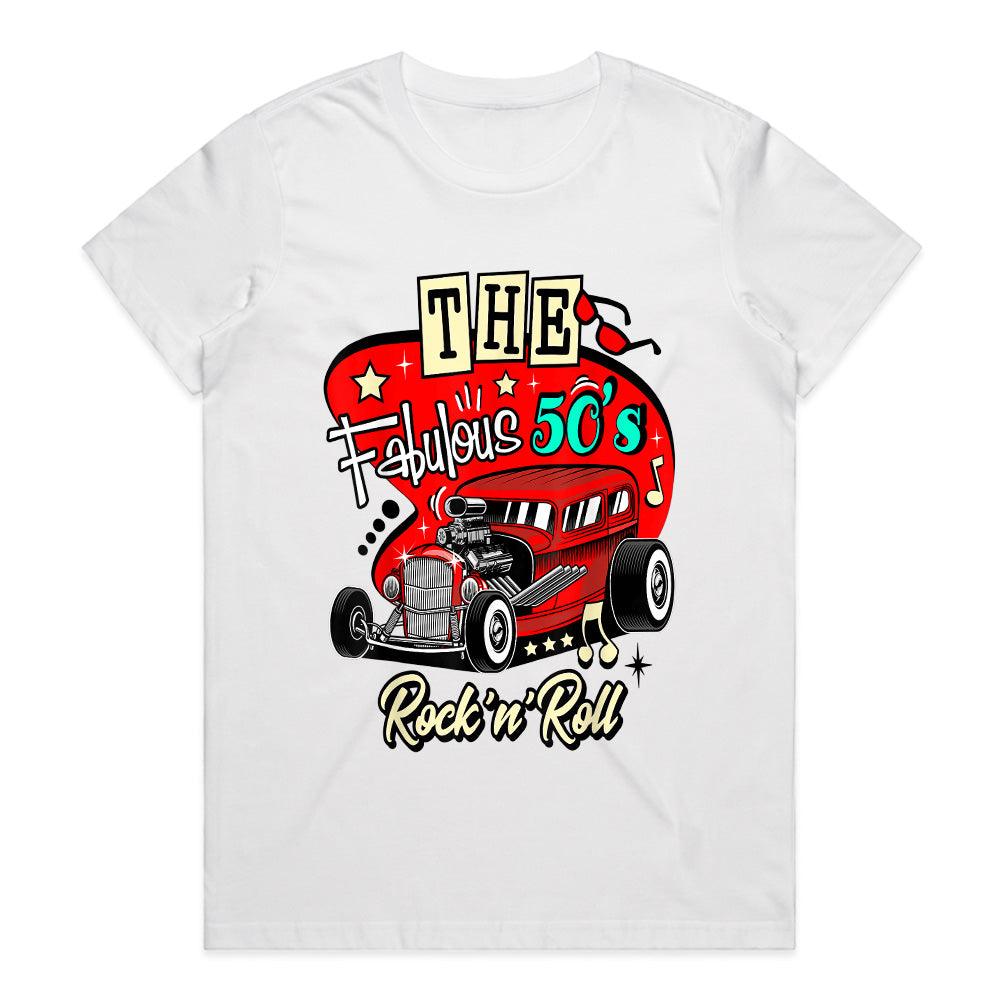 The Fabulous 50s Rock ‘n’ Roll Hot Rod T-Shirt – Vintage Sock Hop & Classic Car Tee
