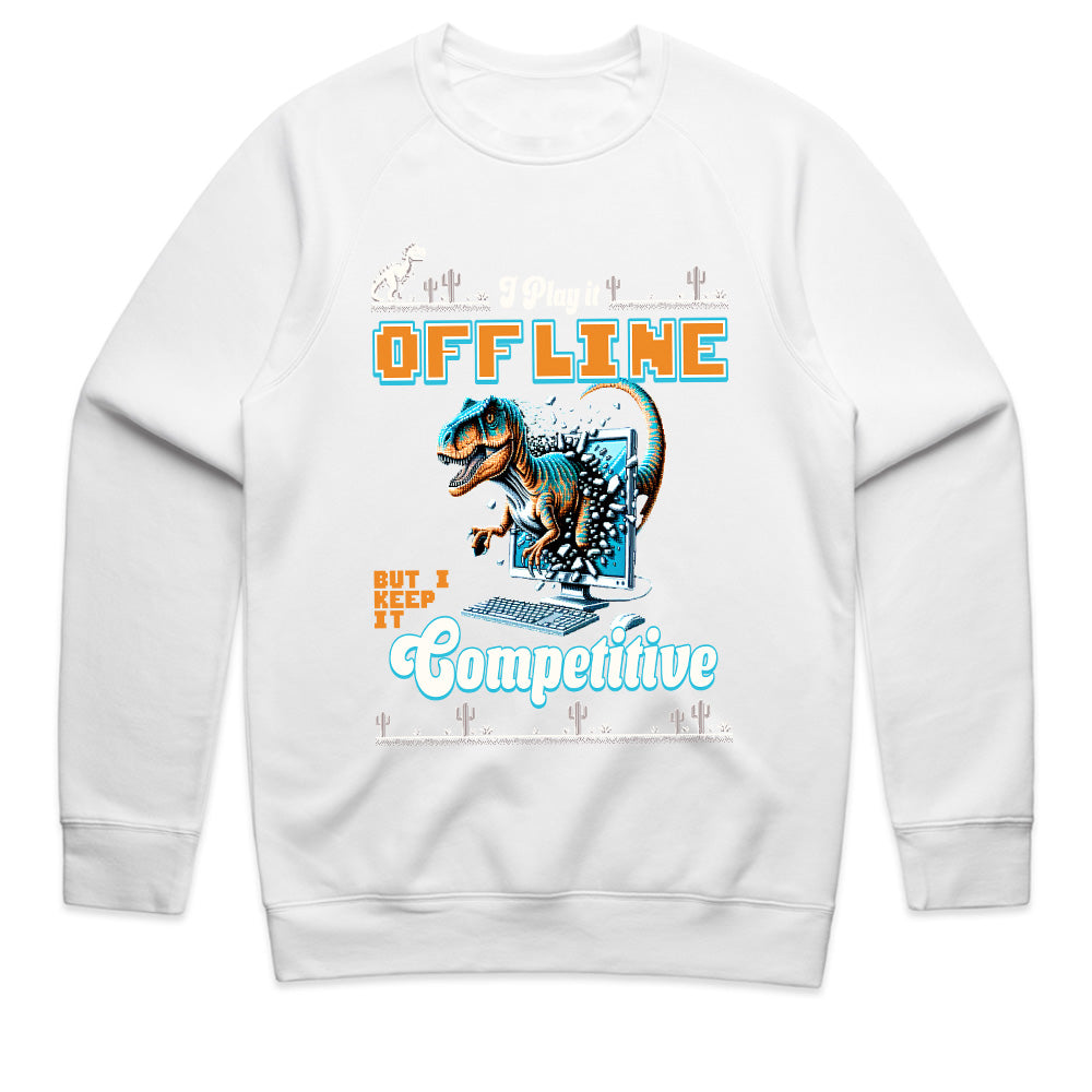 "I Play It Offline, But I Keep It Competitive" Dinosaur Gamer T-Shirt