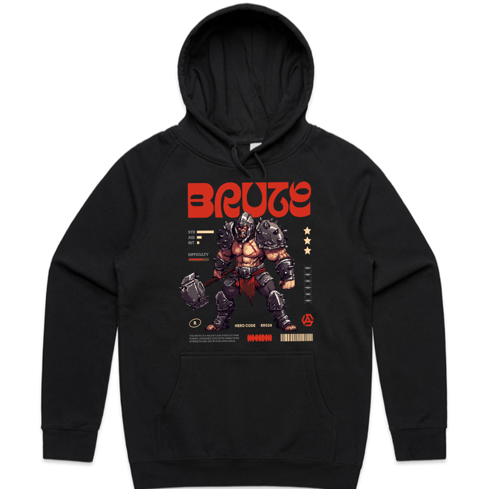 "BRUTE – Retro Pixel Warrior Gaming T-Shirt"