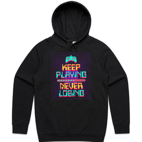"Keep Playing, Never Losing" Cyber Neon Gaming T-Shirt