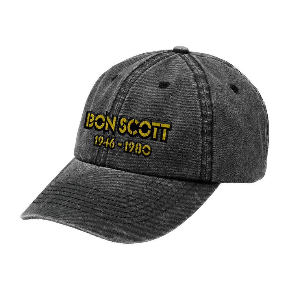 Bon Scott - 1946-1980 Black Washed Chino Cap