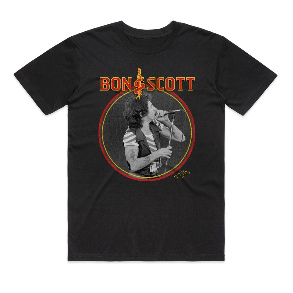 Bon Scott - Vic Park Circle Black T-shirt